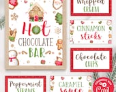 Editable Gingerbread Party Hot Chocolate Bar Food Labels Hot Cocoa Sign Christmas Birthday Party Decor Instant Download