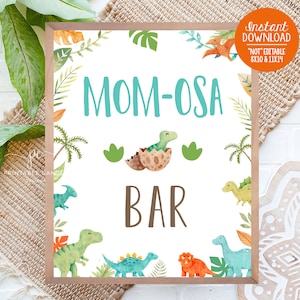 Dinosaurier Mom-osa Schild Baby Shower Drink Station Dino Party Boy Thema Tischschild Dekor Printable
