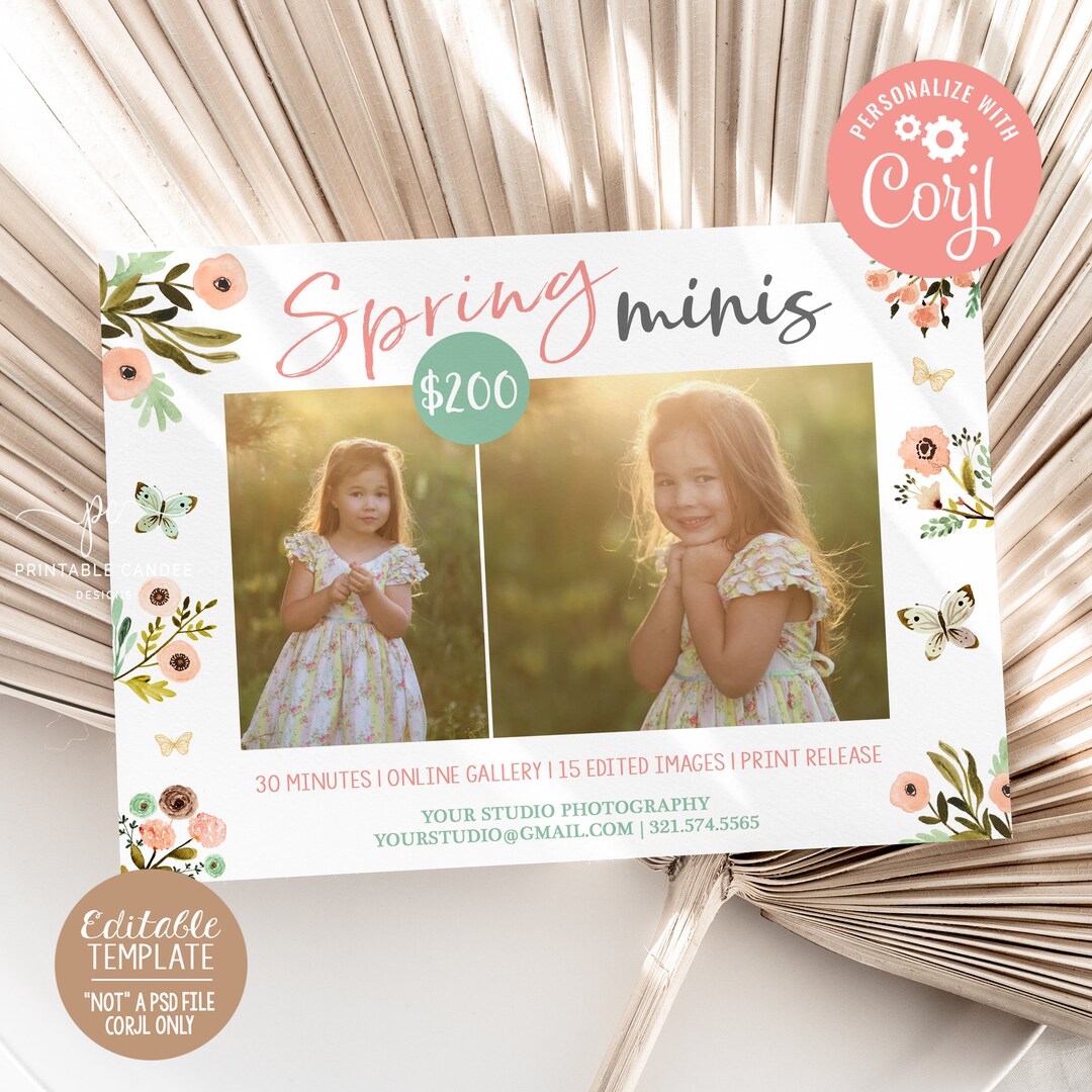 Spring Mini Sessions Template Floral Butterfly Photography Spring Minis ...