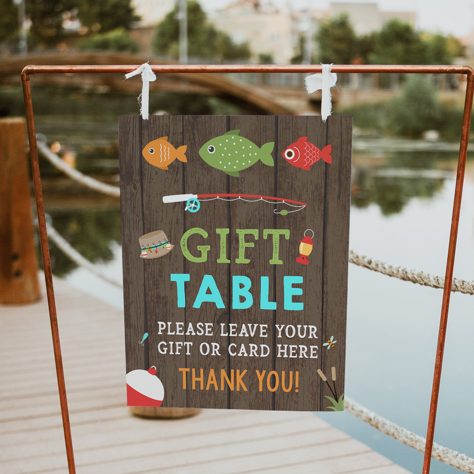 Table Fish Gift Fishing Gift Table Sign Fish Table Sign Fishing Party Signs Rustic ...