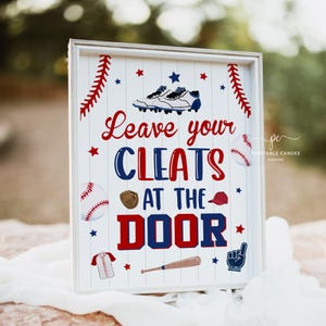 Baseball Birthday Shoe Door Sign Rookie Of The Year Sports Party Little Slugger Decor Printable NRBPT