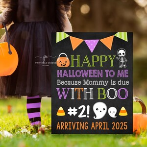 Halloween Big Sister Brother Announcement Pregnancy Reveal Sign Photoshoot Prop Fall New Baby Printable File