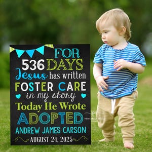 Editable Adoption Announcement Sign Green Blue Adopted Religious Poster Jesus Wrote Adopted Photography Prop Printable Template