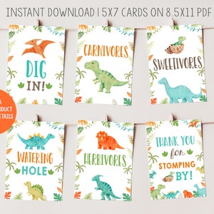 Dinosaur Party Signs Dino Food Sign Birthday Party Dinosaur Baby Shower Printables Trex Theme Table Signs
