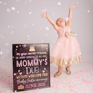 Prinzessin Big Sister Ankündigung Schwangerschaft Fotoshooting Prop befördert zu Big Sis Zeichen 2. Tochter druckbare Datei