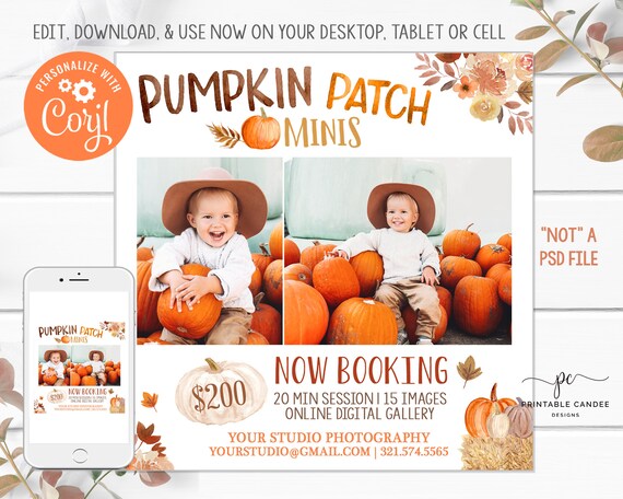 Pumpkin Patch Minis Session Template Autumn Photography Fall - Etsy
