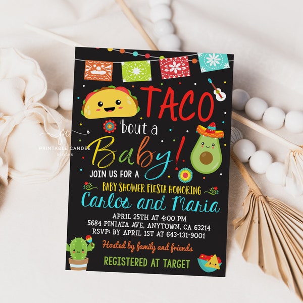 Fiesta Taco Bout A Baby Shower Invitation Template Mexican Cactus Taco Party Invite Editable File Printable