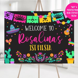 Fiesta Birthday Party Backdrop Mexican Theme Cactus Background Poster Succulent Floral Printable File