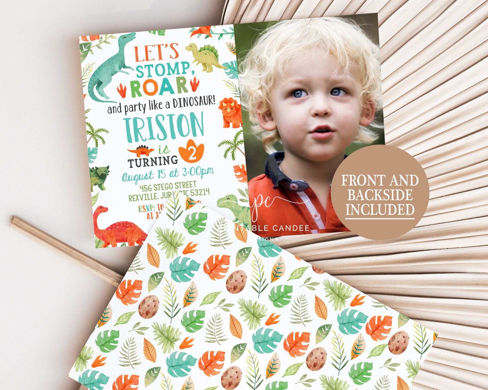 Editable Dinosaur Boy Birthday Invitation Template Dino Birthday Photo ...