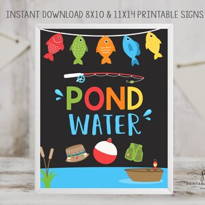 Fishing Drink Sign Fish Water Table Sign Chalk Fishing Party Signs Fishing Decor The Big One Printable Instant Download