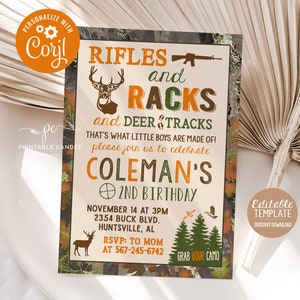 Deer Hunting Birthday Invitation Camo Party No Photo Invite Hunting Theme Instant download Editable Template