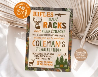 Deer Hunting Birthday Invitation Camo Party No Photo Invite Hunting Theme Instant download Editable Template