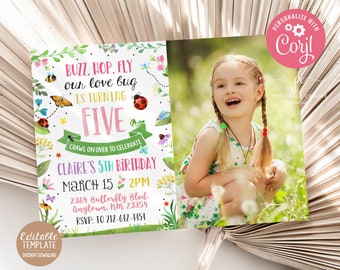 Bug Invitation Bug Birthday Party Bug Any Age Birthday Invite Insect Birthday Girl Bug Theme Ladybug Butterfly Bee Template