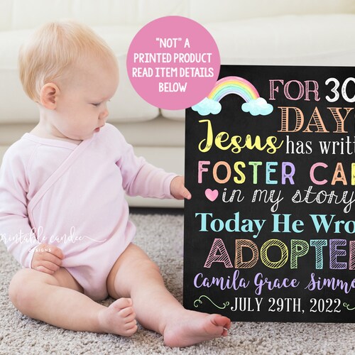 Adoption Announcement Sign Digital Chalkboard Adopted Religous Etsy