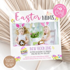 Easter Minis Session Template Spring Tulips Photography Bunny Mini Sessions Photographer Marketing File NOT a PSD