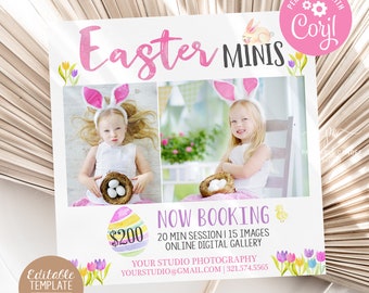 Easter Minis Session Template Spring Tulips Photography Bunny Mini Sessions Photographer Marketing File NOT a PSD