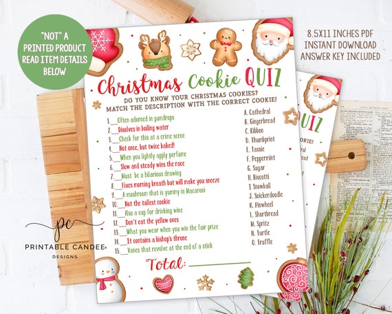 Instant Download Christmas Cookie Quiz Game Holiday Party - Etsy