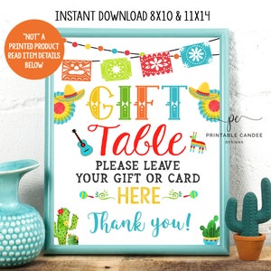 Fiesta Shower Gift Sign Cinco De Mayo Taco Party Cadeaux et cartes Baby Boy Shower Mexican Cactus Fichier imprimable Téléchargement instantané