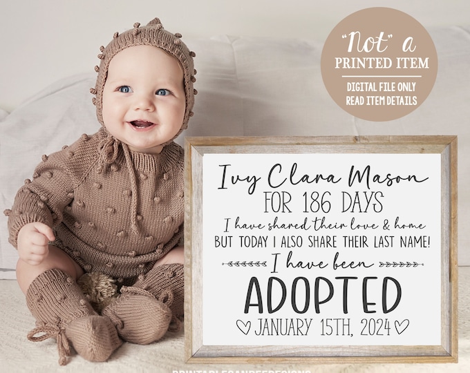 Adoption Date Chalkboard Printable Sign - Adoption Gift - Adoption ...