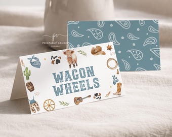 Cowboy Birthday Food Labels Rodeo Party Highland Cow Ranch Digital Template