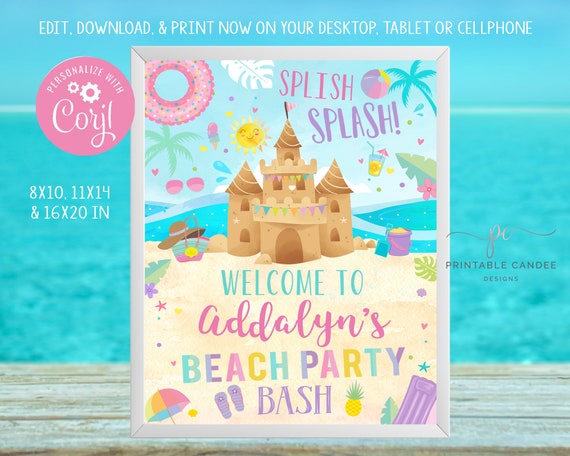 Beach Party Welcome Sign Girl Birthday Summer Beach Bash Ocean Etsy 日本 Beach Party Welcome Sign Girl Birthday Summer Beach Bash Ocean Etsy 日本