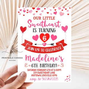 Valentine Birthday Invitation Heart Birthday Editable Invite Little ...