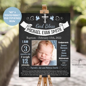 Boy Baptism Stats Sign Christening Table Sign Blue Milestone Poster Baptism Party Decor Photo Prop Dedication Printable File