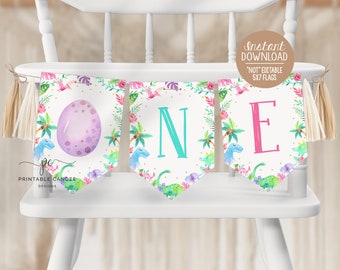 Dinosaur Birthday Banner Girl Dinosaur Birthday Party - Etsy
