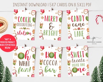 Christmas Cookie Party Signs Girl Baking Food Labels Birthday Party Holiday Theme Decor Printables Table Signs