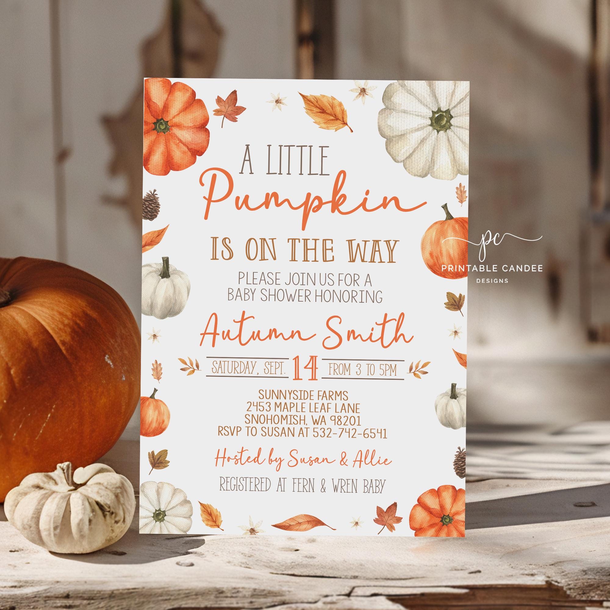 Kürbis-Babyparty-Dekoration – Banner „A Little Pumpkin Is On The Way“ Mit Glitzer, Orange, Ca. 15,2 Cm/Buchstabe
