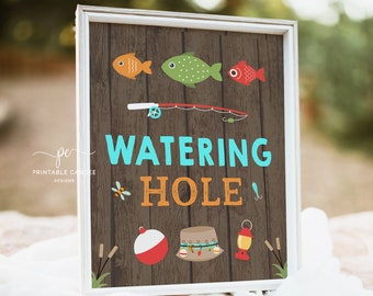 Fishing Drink Sign Fish Table Fishing Party Signs Rustic Fishing Decor The Big One Printable Instant Download WFPT