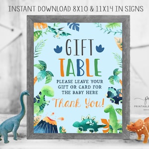 Dinosaur Gift Table Sign Printable Boy Dino Baby Shower Decor Instant Download