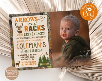 Deer Hunting Birthday Invitation Camo Party Invite Hunting Theme Instant download Editable Template