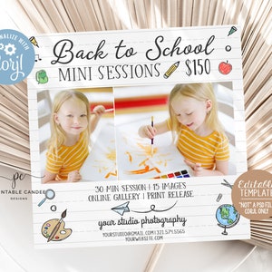Back to School Mini Session Template Kids Photography School Minis Photo Templates Photographer Marketing File