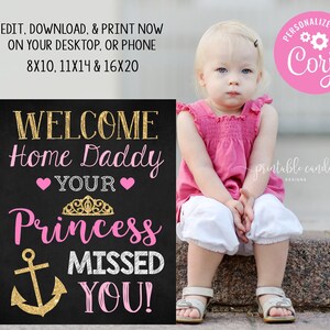 Welcome Home Princess Daughter Daddy Sign Editable Sailor - Etsy