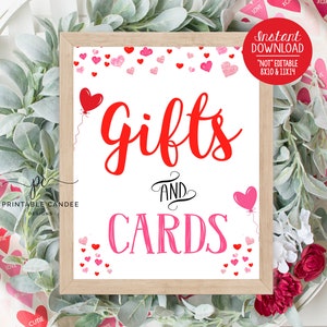 Valentine Gift Sign Sweetheart Birthday Decor Heart Party Table Printables Cute Sweet Red Pink Valentine&#39;s Day CSVDT