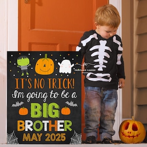 Halloween Big Brother Announcement To Do List Pregnancy Reveal Sign Photoshoot Prop Fall New Baby Printable File