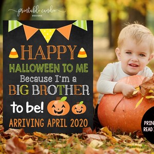 Halloween Big Brother Announcement Pregnancy Reveal Sign Photoshoot Prop Fall New Baby Printable File