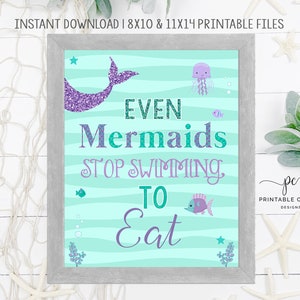 Mermaid Party Sign Food Sign Mermaid Birthday Theme Under The Sea Party Printable Decor Instant Download