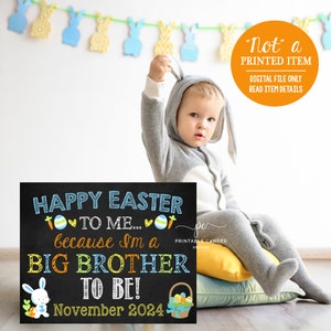 Easter Pregnancy Announcement Big Brother Bunny Sign Promoted to Big Brother to be Printable