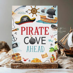 Pirate Birthday Pirate Cove Sign Ahoy Matey Theme Pirates Party Activity Decor Printable PBMI