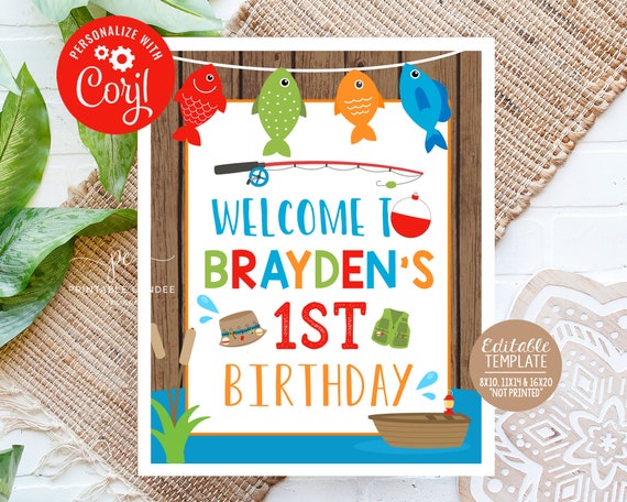 Fishing Birthday Welcome Sign the Big One Fish Decor Instant Download  Editable File Printable DIY File -  Canada