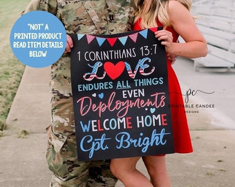 Welcome Home Wife Spouse Husband Sign Love Corinthians Homecoming Back from Deployment Sign Chalkboard Printable Custom