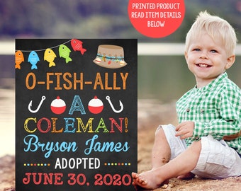 Fishing Adoption Announcement Sign Ofishially Digital Chalkboard Adopted Boy Poster Photoshoot Prop Printable File