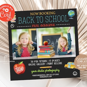 Back to School Mini Session Template Kids Photography School Minis Photo Templates Photographer Marketing File