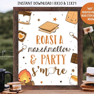 S&#39;more Party Sign Smore Bar S&#39;mores Station Outdoor Party Boy Birthday Smores Theme Decor Printable Instant Download