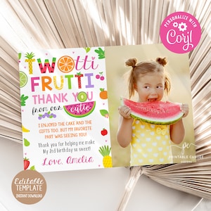 Twotti Frutti Danke Tutti Fruchtig Tropisch Sommer 2. Geburtstag Vorlage Sofortiger Download Obst Party Bearbeitbar TFWT