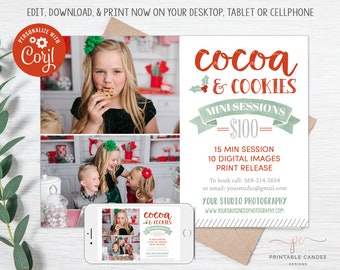 Milk and Cookies Mini Session Template for Photographers Christmas Mini Holiday Portrait Session Instant Download