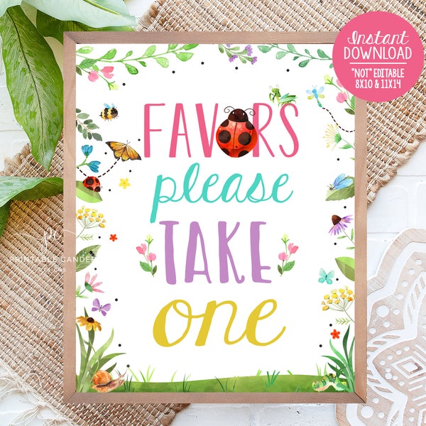 Bug Favor Sign Girl Bugs Birthday Party Decor Bee Favors Instant Download Printable File