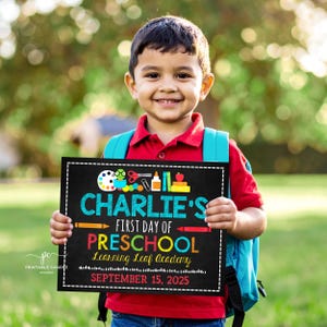 Editable First Day Of School Sign Last Day Preschool Any Grade 1st Grade Kindergarten Boy Printable Template